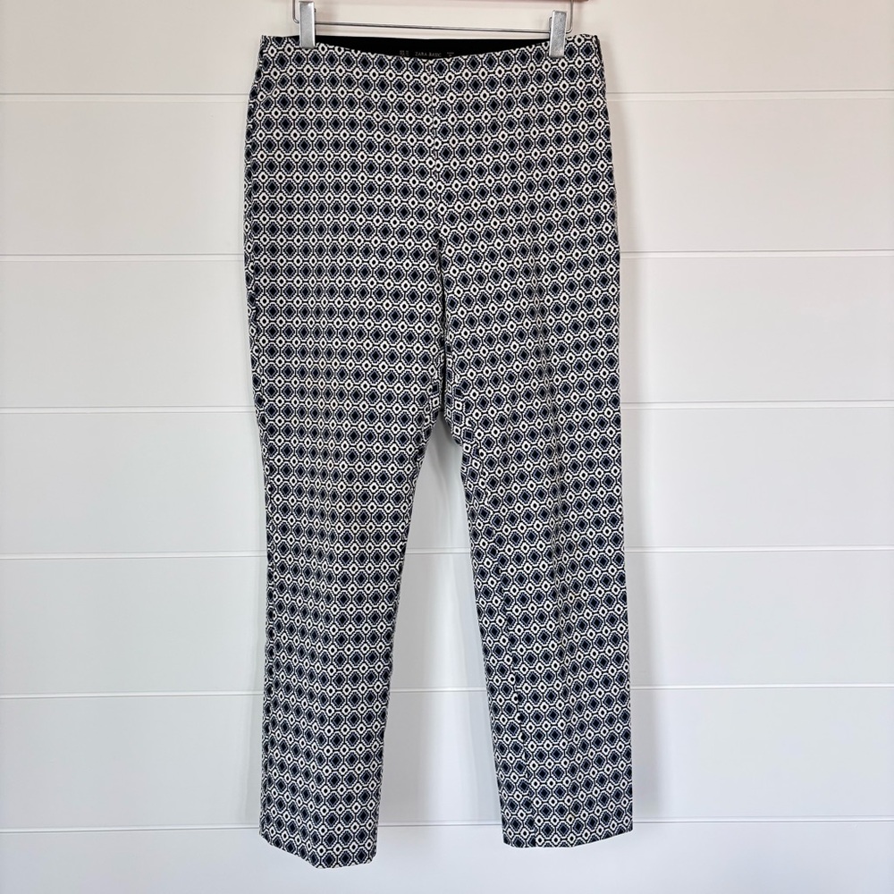 Zara Skinny Side Zip Trouser Geometric Mid Rise Pants Size Medium